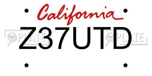 Z37UTD California License Plate