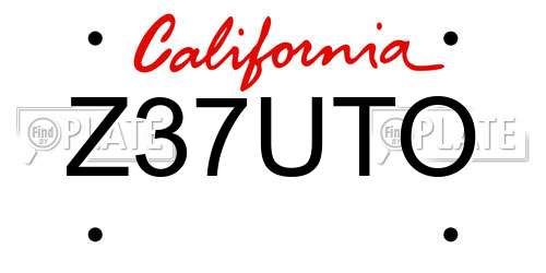 Z37UTO California License Plate