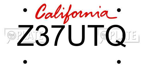 Z37UTQ California License Plate