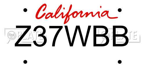 Z37WBB California License Plate