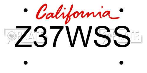 Z37WSS California License Plate