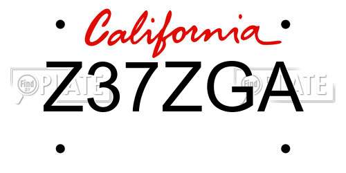 Z37ZGA California License Plate
