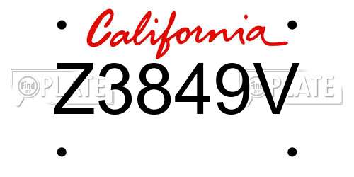Z3849V California License Plate