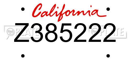 Z385222 California License Plate