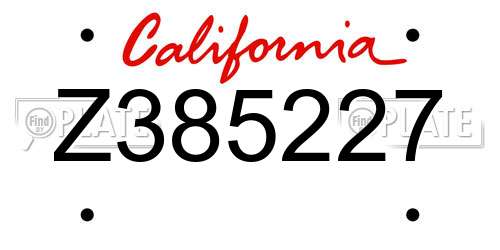 Z385227 California License Plate