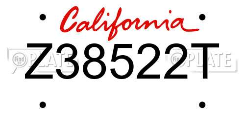 Z38522T California License Plate