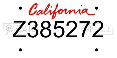 Z385272 California License Plate