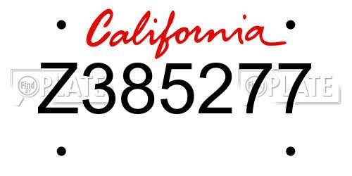 Z385277 California License Plate
