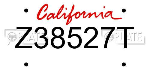 Z38527T California License Plate