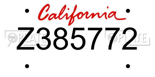 Z385772 California License Plate