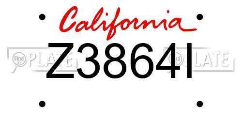 Z3864I California License Plate