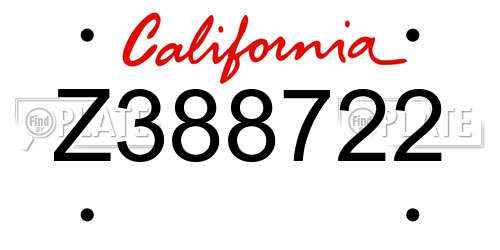 Z388722 California License Plate