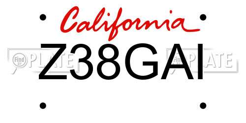 Z38GAI California License Plate