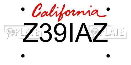 Z39IAZ California License Plate