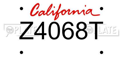 Z4068T California License Plate