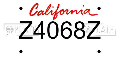 Z4068Z California License Plate
