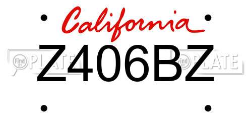 Z406BZ California License Plate