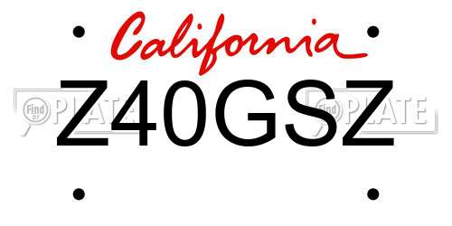 Z40GSZ California License Plate
