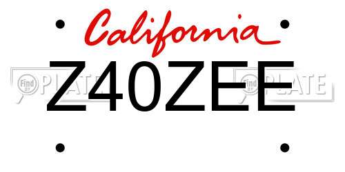 Z40ZEE California License Plate