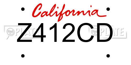 Z412CD California License Plate
