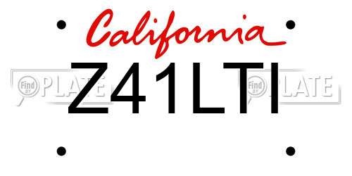 Z41LTI California License Plate