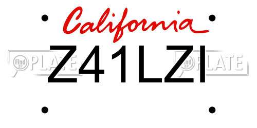Z41LZI California License Plate