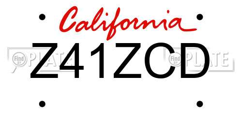 Z41ZCD California License Plate