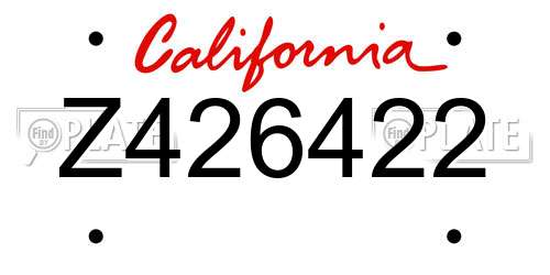 Z426422 California License Plate