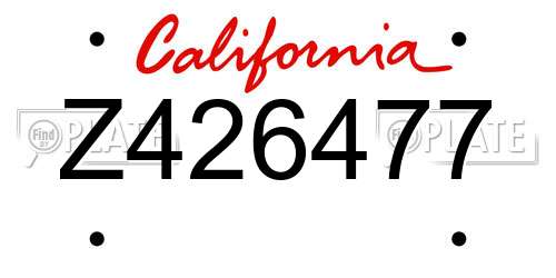Z426477 California License Plate