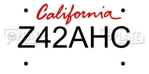 Z42AHC California License Plate