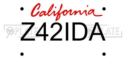 Z42IDA California License Plate