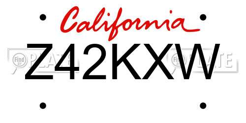 Z42KXW California License Plate