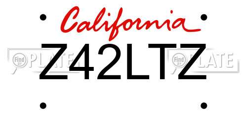 Z42LTZ California License Plate