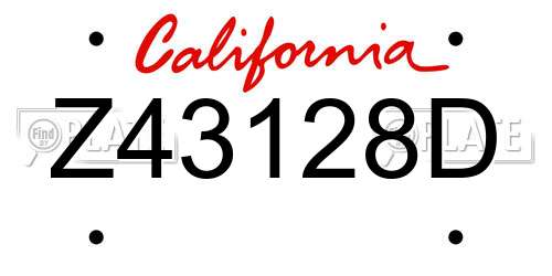 Z43128D California License Plate