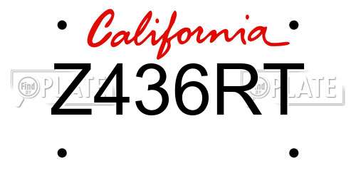 Z436RT California License Plate