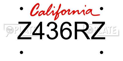 Z436RZ California License Plate