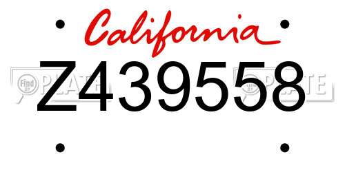 Z439558 California License Plate