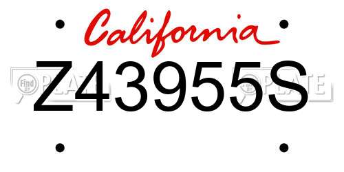 Z43955S California License Plate