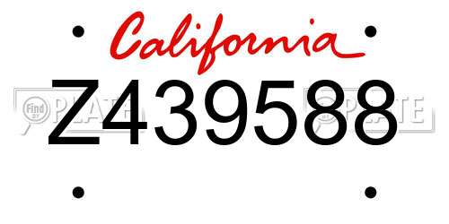 Z439588 California License Plate