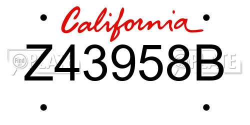 Z43958B California License Plate