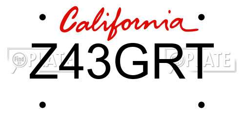 Z43GRT California License Plate
