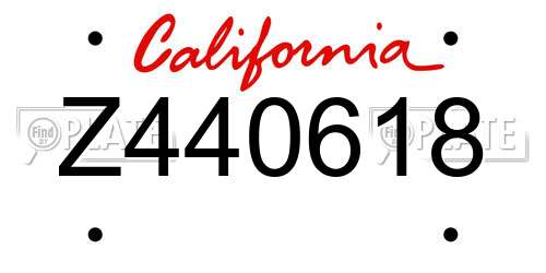Z440618 California License Plate