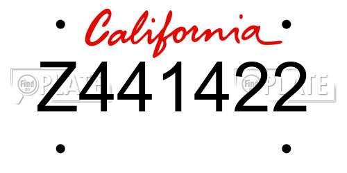 Z441422 California License Plate
