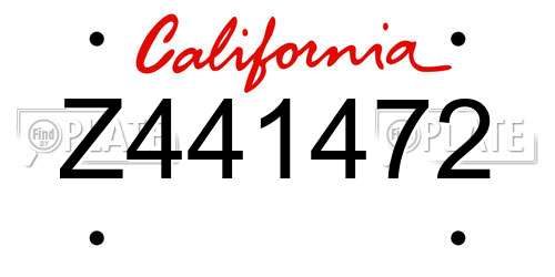 Z441472 California License Plate