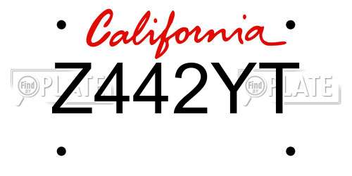 Z442YT California License Plate