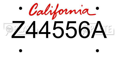 Z44556A California License Plate