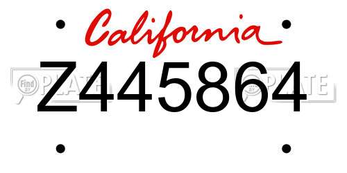 Z445864 California License Plate