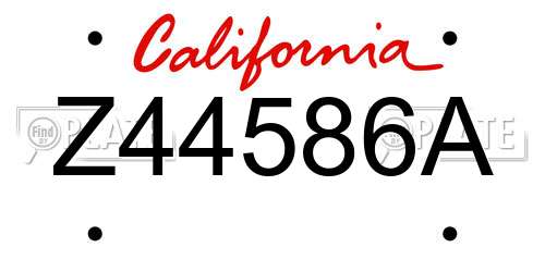 Z44586A California License Plate