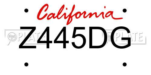 Z445DG California License Plate