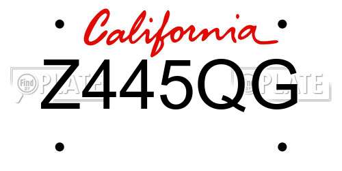 Z445QG California License Plate
